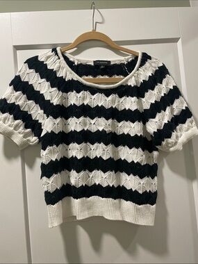 Calligraphie Knit Striped Sweater Top